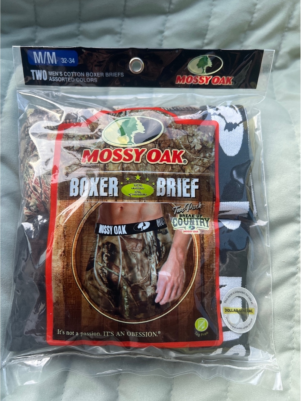 Mossy Oak Men's Cotton Boxer Briefs, Two-Pack, Size Medium
